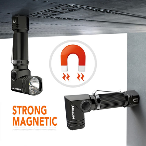 Led Flashlight Handfree Dual Fuel 90 Degree Twist Rotary Clip 600LM Waterproof Magnet Mini Lighting