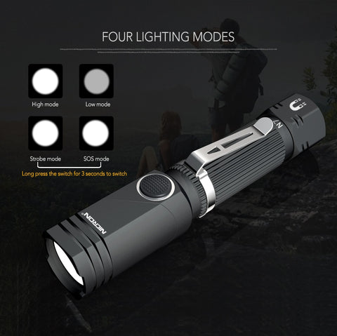 Led Flashlight Handfree Dual Fuel 90 Degree Twist Rotary Clip 600LM Waterproof Magnet Mini Lighting