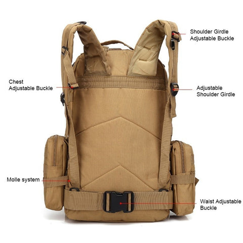 55L Tactical Molle Backpack Camouflage Military Army Bag